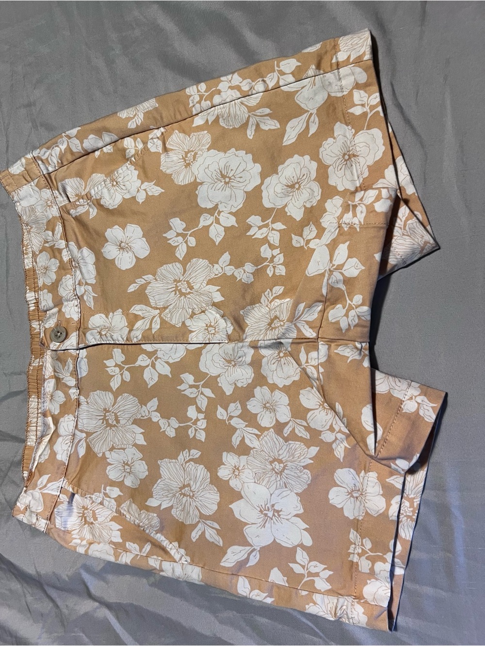 JACHS Girlfriend Tan Floral Print Bermuda Shorts